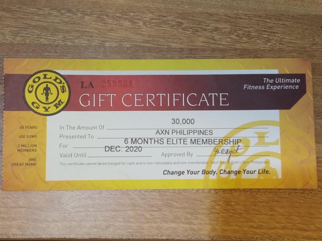 Golds gym gift certificate golds gym gc golds gym voucher Golds gym ...
