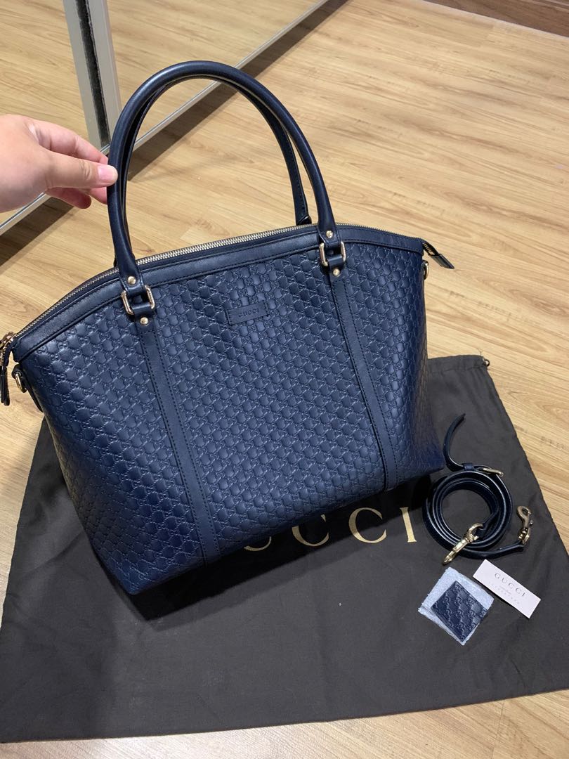 Gucci Micro Guccissima Leather Tote Bag in dark blue Women s