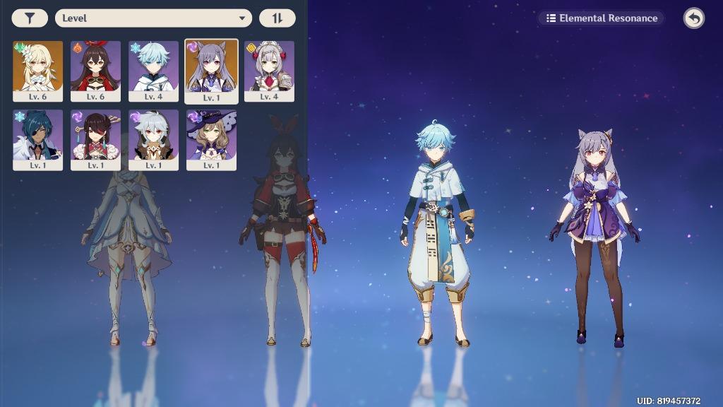 Keqing + Razor + C1 Chongyun + Beidou Genshin Impact AR10 (Asia