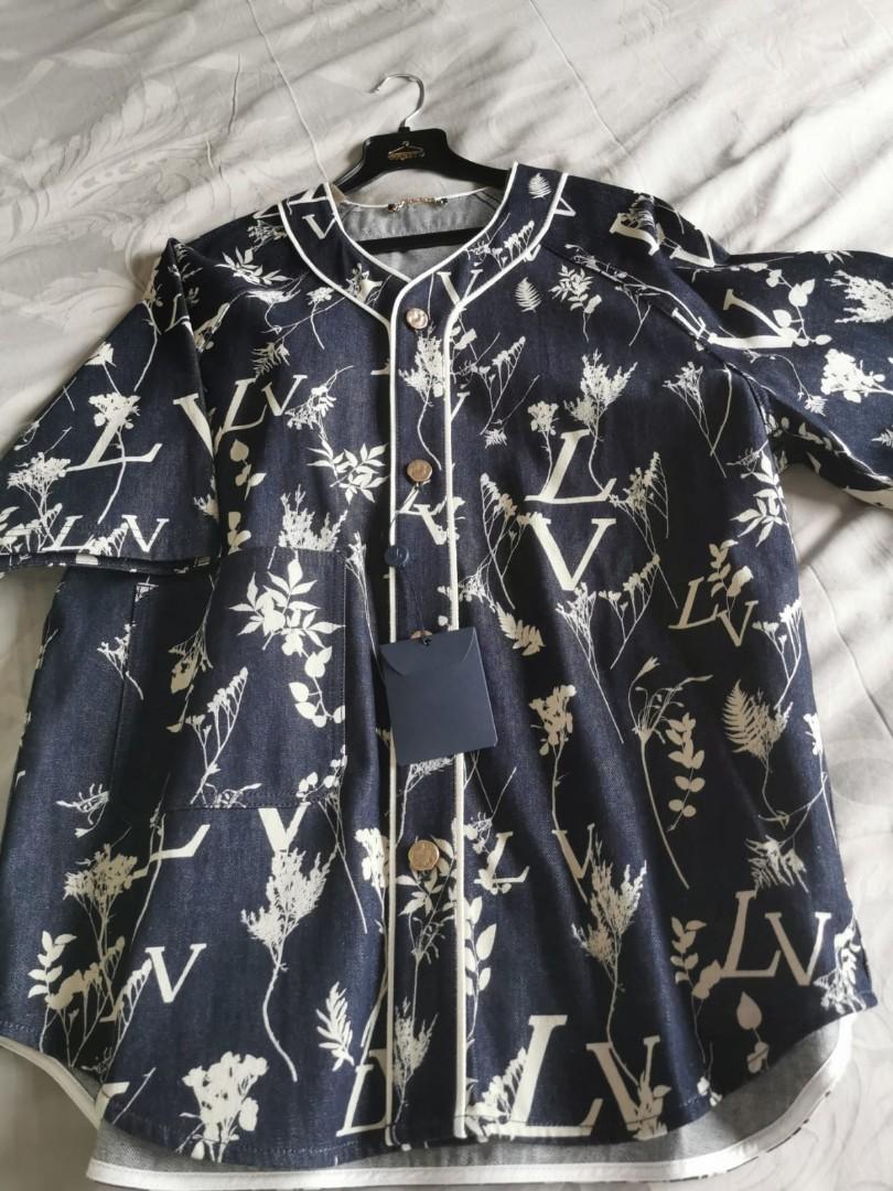 Louis Vuitton leaf denim baseball denim shirt, Luxury, Apparel on Carousell