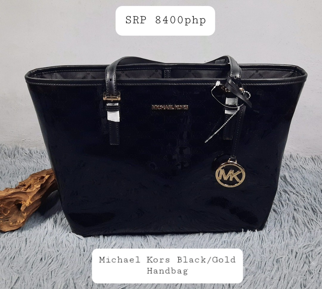 michael kors black and gold bag