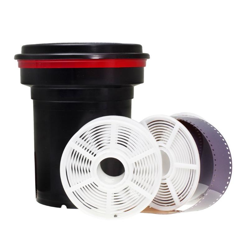 Paterson Universal Developing Tank + 2 Film Reels (Category: Other Photography Accessories) located in Quezon City. Submitted by blueberryvouge (Listing ID 1055981499, Image 1). Description: The Paterson Universal Tank offers a choice of agitation methods; Use inversion agitation with the patented large rubber lid that seals well to the tank, rotary agitation with the removable agitator rod for simple use in a temperature control bath, or a combi