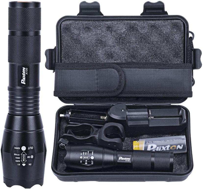 Phixton A100 LED Flashlight Powerful Rechargeable 18650 5000mAh Battery
