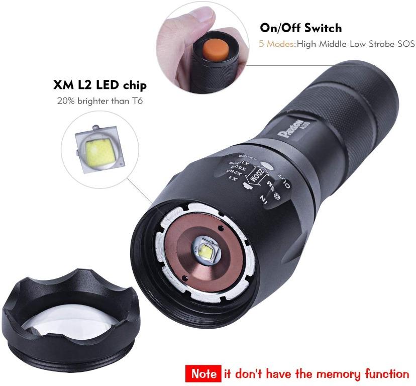Phixton A100 LED Flashlight Powerful Rechargeable 18650 5000mAh Battery