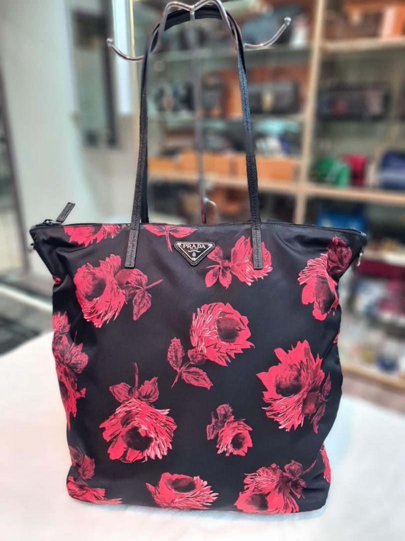 Red floral store bag