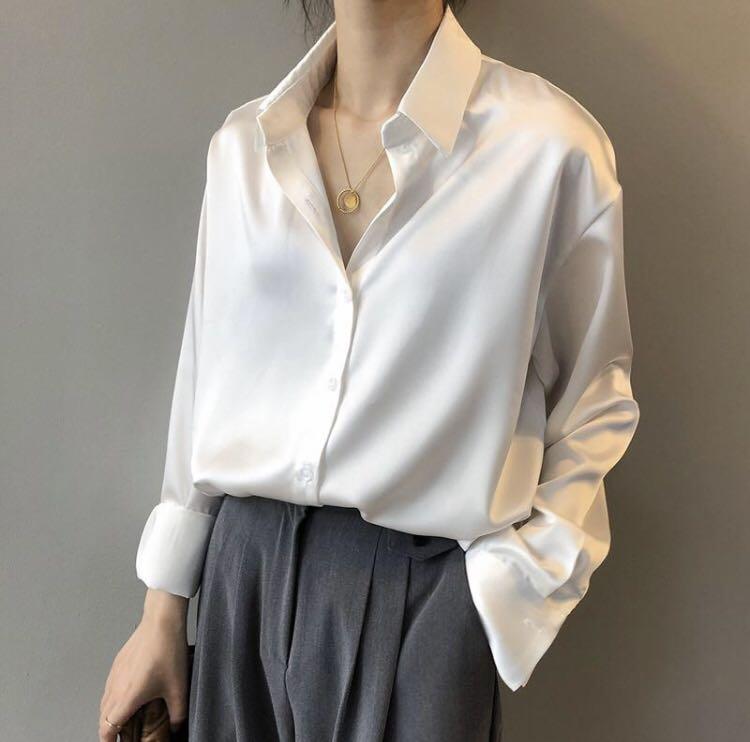 white blouse satin