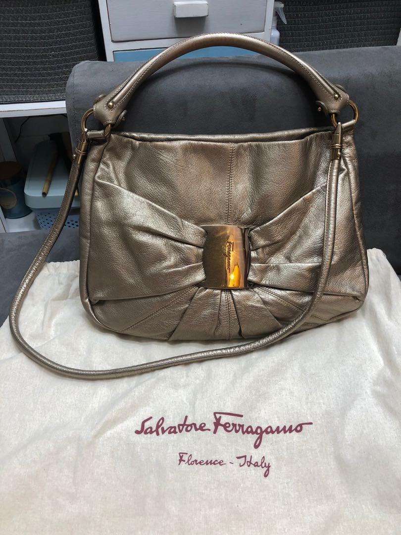 CLEARANCE SALE Authentic Salvatore Ferragamo Vara Gold Shoulder Sling Leather Bag Luxury Bags Wallets on Carousell
