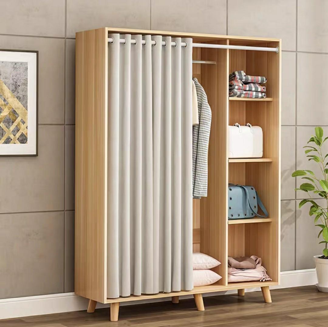 Simple wardrobe （分類：兒童傢具 - 小童衣櫃）位於 Hong Kong。 由 ahomeprohk 提交（商品編號 1056040366，圖片 1）。簡介： item no. 202120 w80 hkd1399 w100 hkd1599 w120 hkd1699 w140 hkd1799 w160 hkd1999 curtain material in cotton linen 3 colors available, delivery included except remote area or stairs... #self installation required... or can provide the installation service.. 7 to 10 days to deliver after payment.. what apps 92275116 for more..。