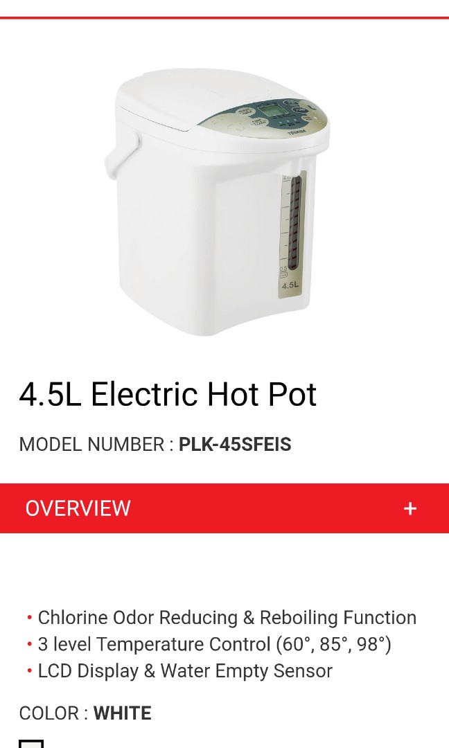 Toshiba Electric Hot Pot Thermos Flask, TV & Home Appliances, Kitchen