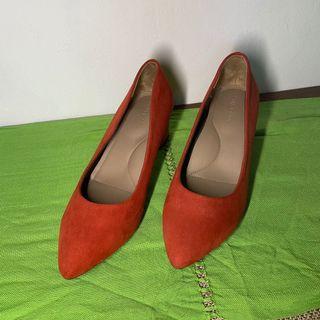 Uniqlo Chunky Heeled Shoes- Orange Red