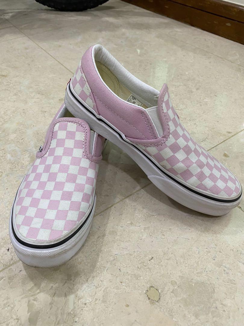 Girls pink cheap checkered vans