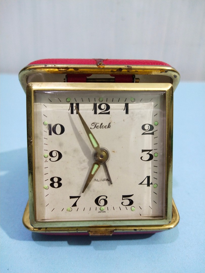Vintage Telock Traveller Hand Winding Alarm Clock, Hobbies & Toys
