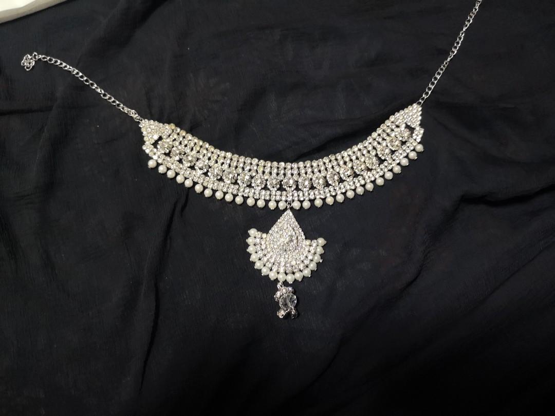 silver necklace bridal