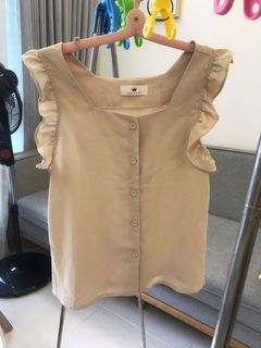 Sizes 6,8,10,12,14 NEW Sleeveless Top Ladies Khaki Cotton Skeleton with studs
