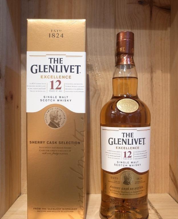 格蘭利威12年特別版The Glenlivet 12 Years Excellence Single Malt Whisky Sherry Cask  Selection 700 ml, ABV: 40%, 嘢食& 嘢飲, 酒精類飲品- Carousell