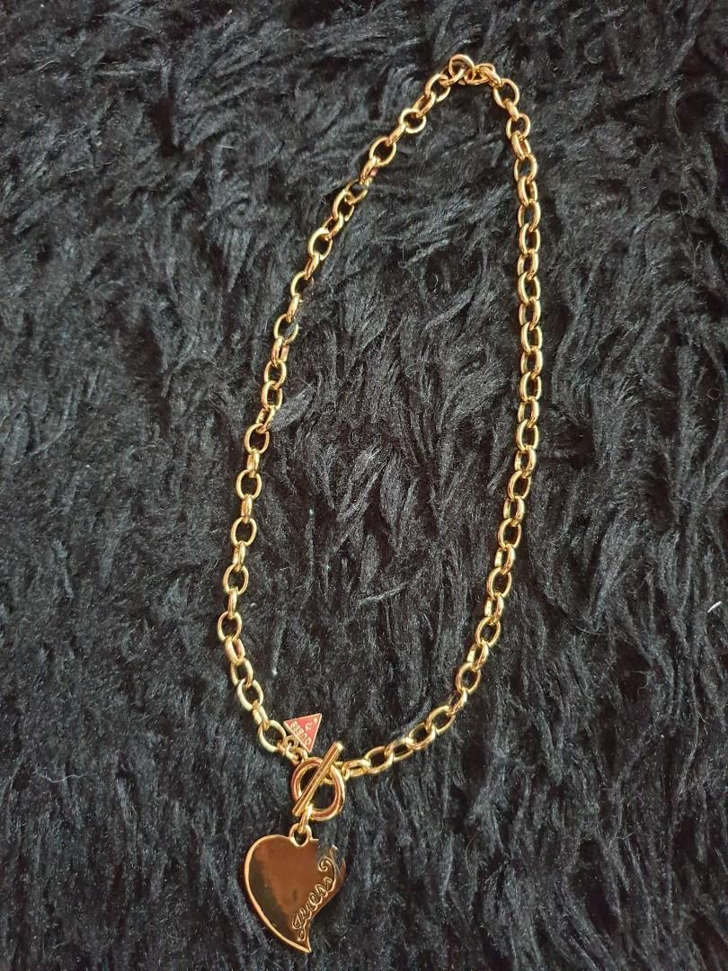 Gr N GUESS CHAIN BR HEART PENDANT rosegold rose 