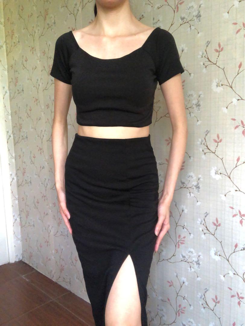 Terno with Side Slit Long Skirt 