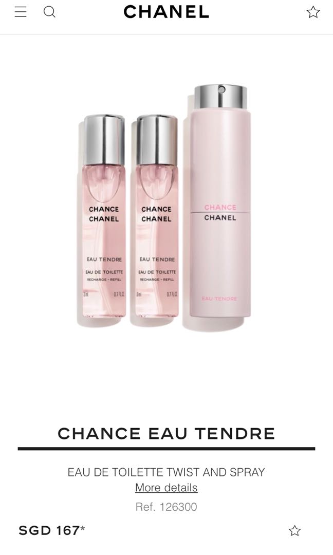 Chanel Chance Eau Tendre travel spray, Beauty & Personal Care, Fragrance &  Deodorants on Carousell