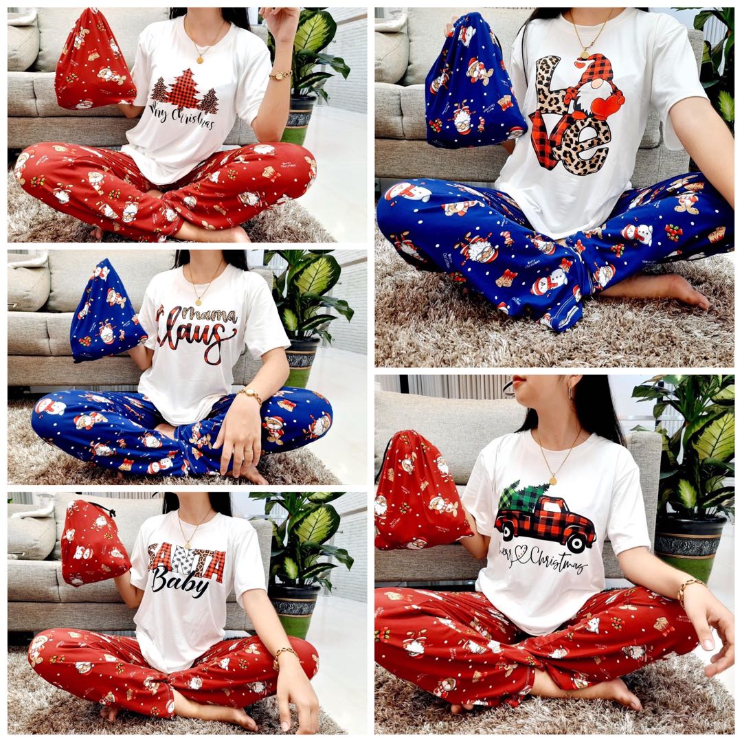 Christmas Terno Pajama with Pouch Women s Fashion Dresses Sets