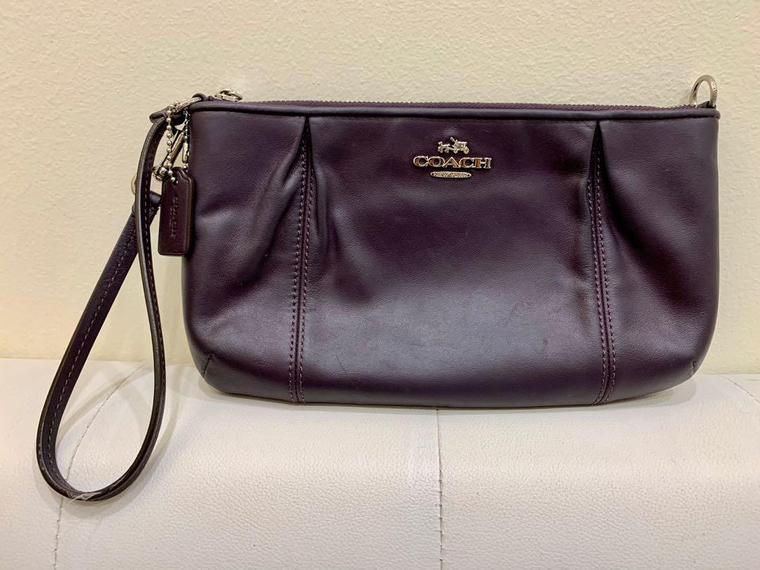 Coach Colette Leather Wristlet Clutch F52153 Brown New