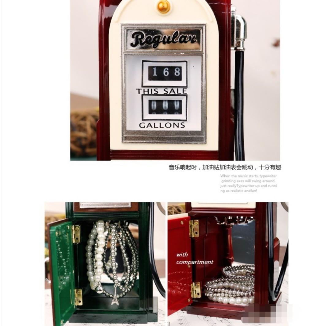 Creative Retro Gas Station Music Box Kotak Muzik, Furniture & Home