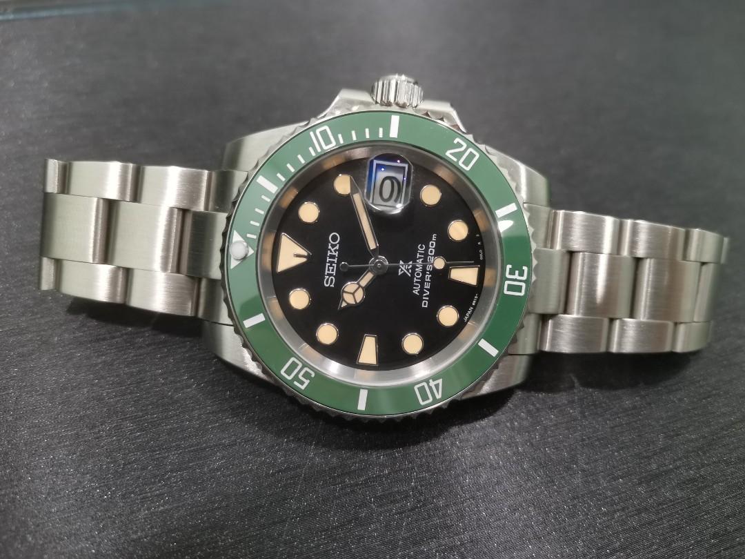 CUSTOM MOD SEIKO DIAL AUTOMATIC WATCH SUBMARINER DESIGN VINTAGE LV HULK  DIVER, Men's Fashion, Watches & Accessories, Watches on Carousell