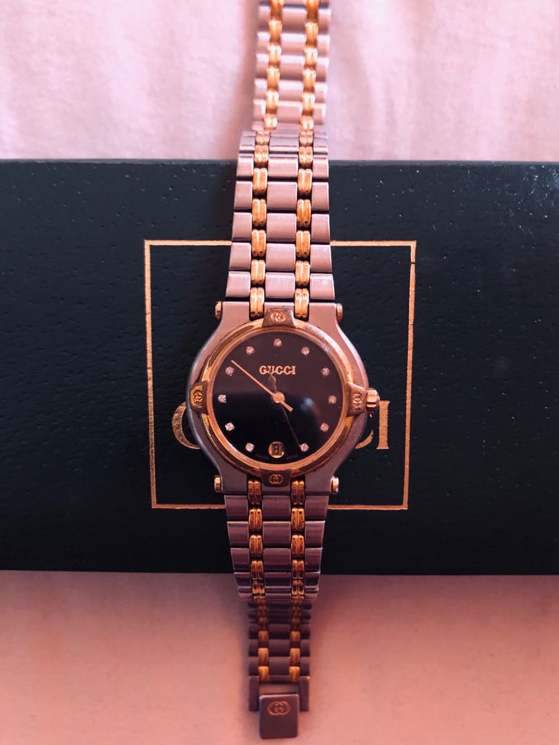 GUCCI 9000L WITH BLACK DIAL DIAMONDS 