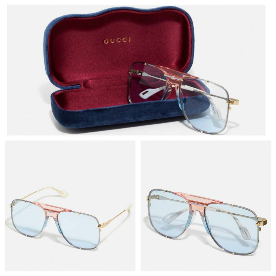 GUCCI GG0739S Gradient Aviator Blue Shaded Sunglasses, Barang Mewah,  Aksesoris di Carousell