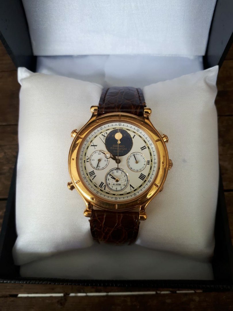 Jam tangan SEIKO Age Of Discovery Moonphase Chronograph 7T36-7A10 ORIGINAL  , Fesyen Pria, Jam Tangan di Carousell
