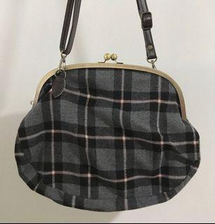 Japanese Tartan Gamaguchi Bag - Free Courier for Singapore
