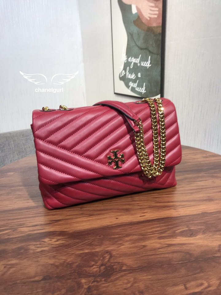 Large | Tory Burch Kira Chevron Convertible Shoulder Bag Wine Red, Women's  Fashion, Bags & Wallets, Shoulder Bags on Carousell