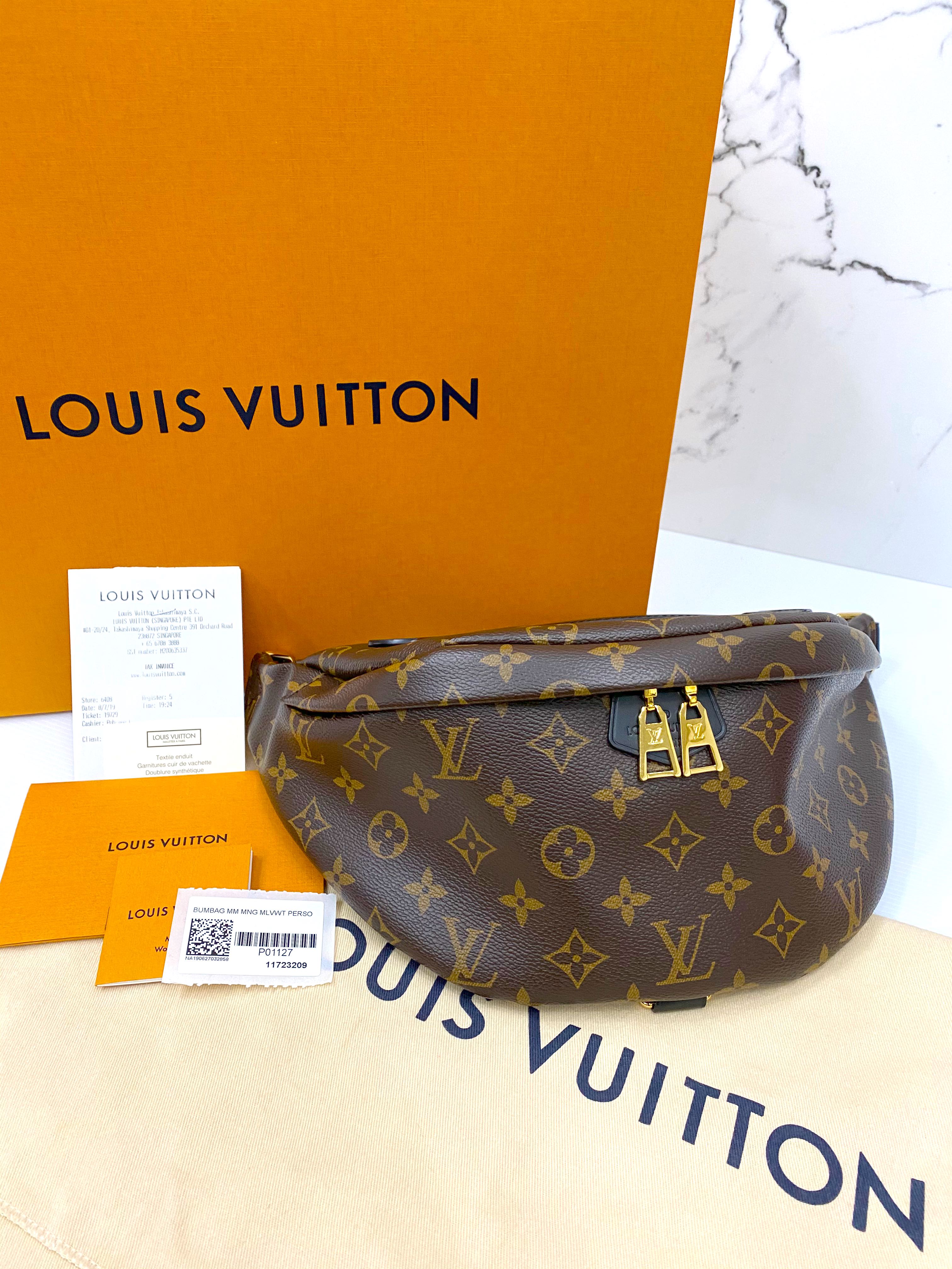 Louis Vuitton PO1127 Monogram 訂製限定版腰包雙徽章焦糖/黑