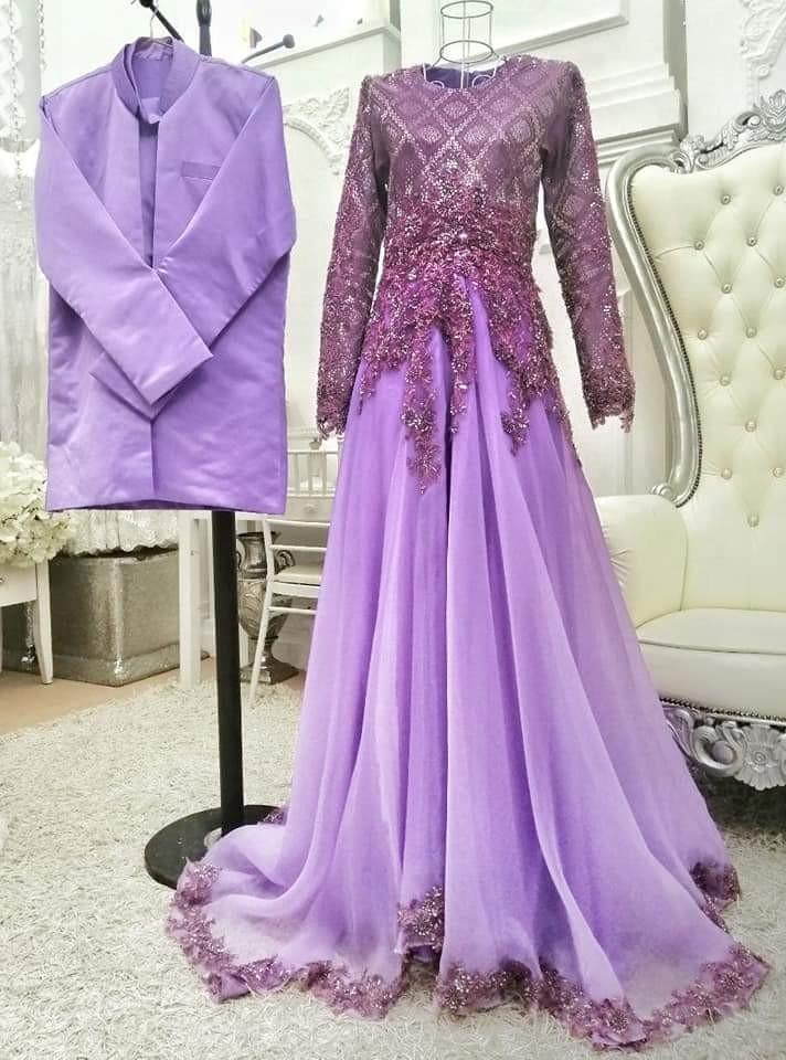 Dusty purple wedding dress sale