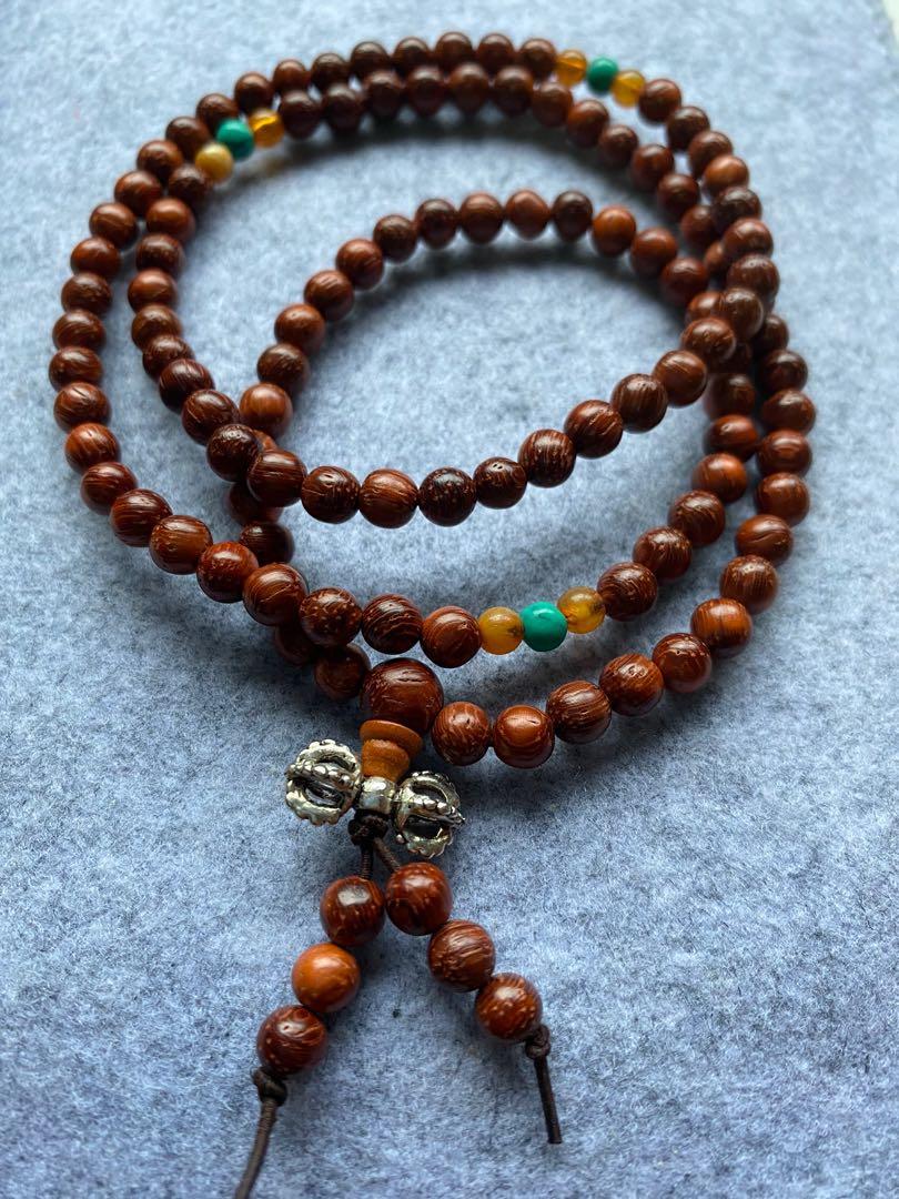 Natural Indian Rosewood Prayer 108 Mala Beads Bracelet 108