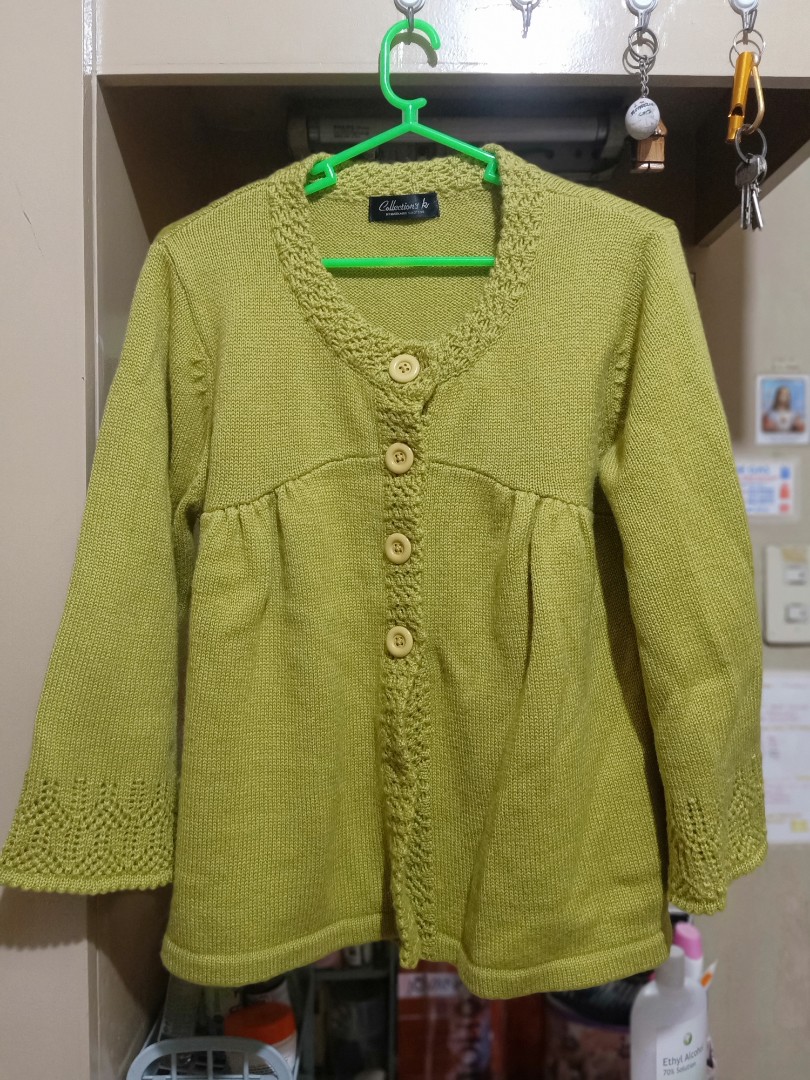 green cardigan sweater