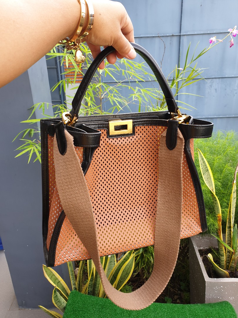 P5 500 only Fendi Perforated gold hardware 2way bag 16207