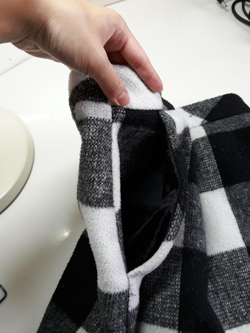 Primark Black and White Checkered Skirt / Korean A Line Checkered Skirt