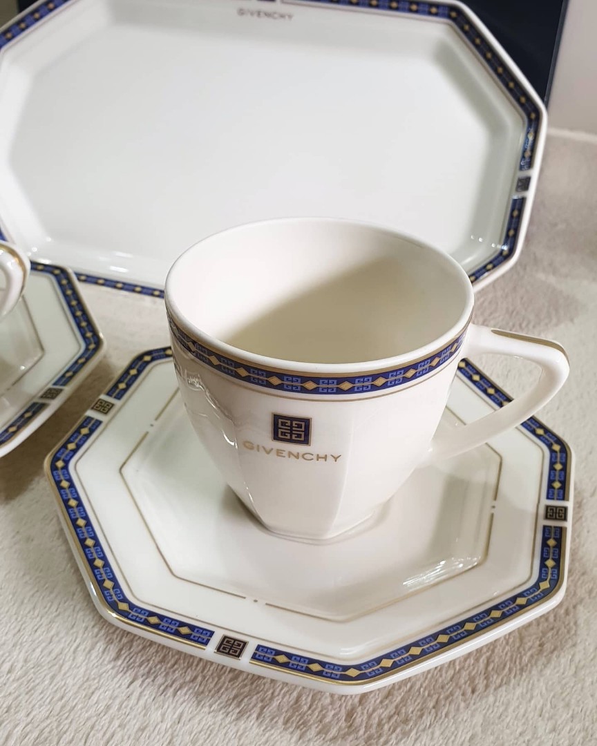 Rare Givenchy Octagon Tea Cups Set with Sandwich Plate, TV & Home