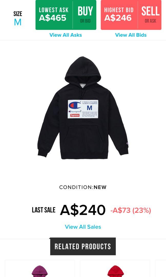 Supreme champion label hooded sweatshirt black new arrivals