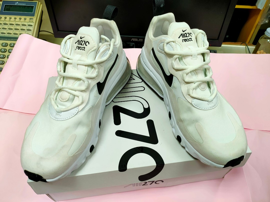 1/31 下架》白色熊貓Nike Air Max 270 React［24.5 cm], 她的時尚, 鞋
