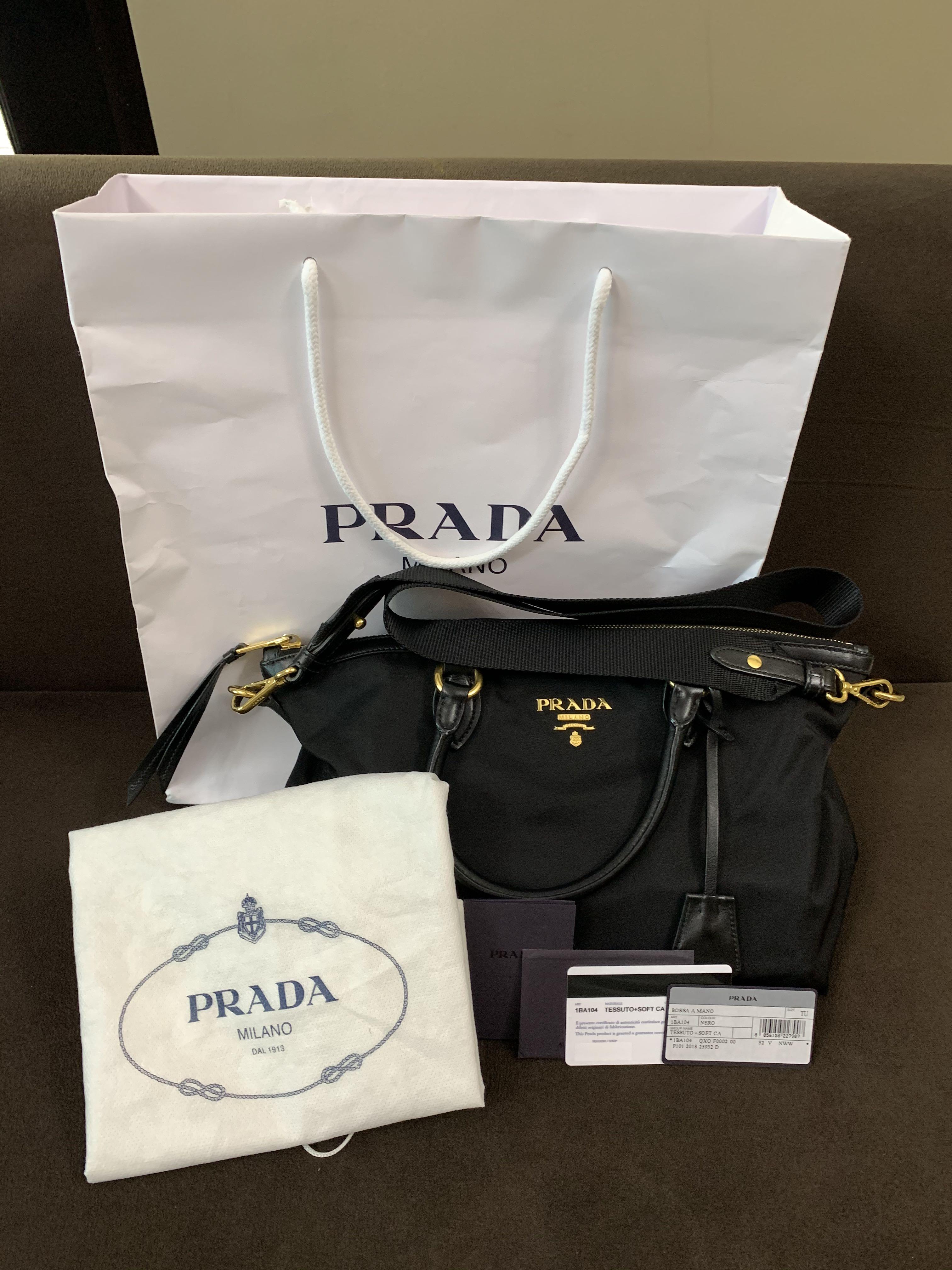 Authentic Prada 1BA104 Tessuto Black Nylon, Luxury, Bags & Wallets on  Carousell