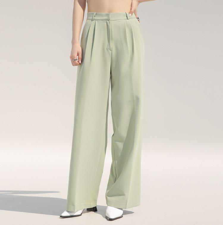 Light green wide leg trousers Clearance