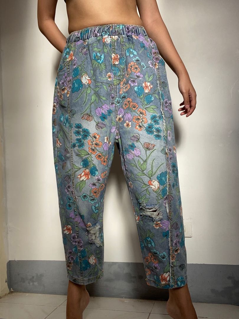 floral jeans