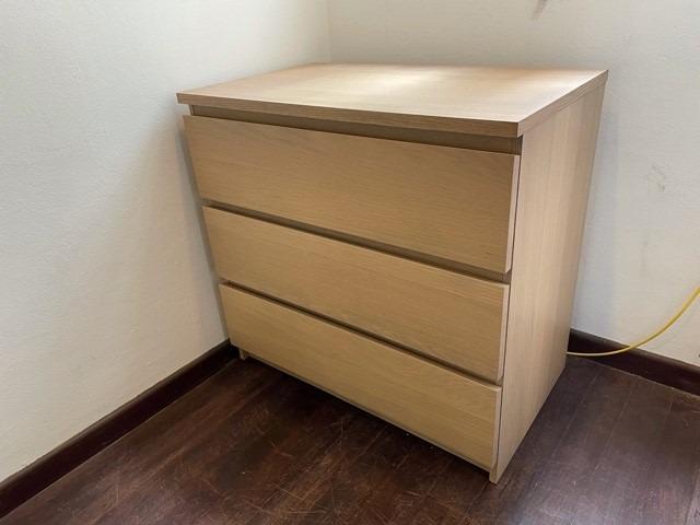 Ikea malm chest of 3 drawers oak shop veneer