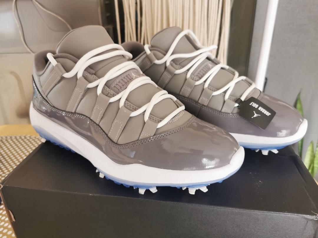 grey jordan 11 golf shoes