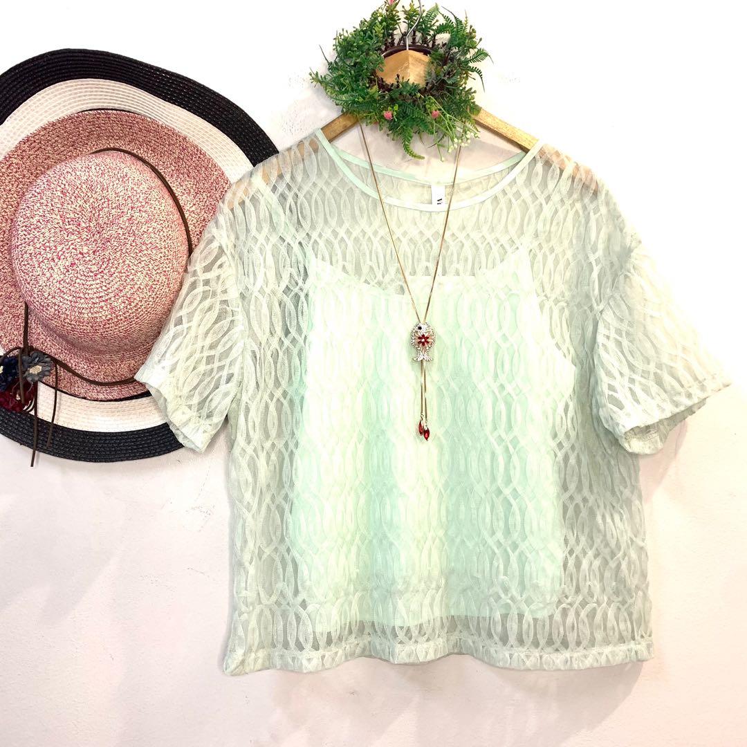 mint green plus size tops