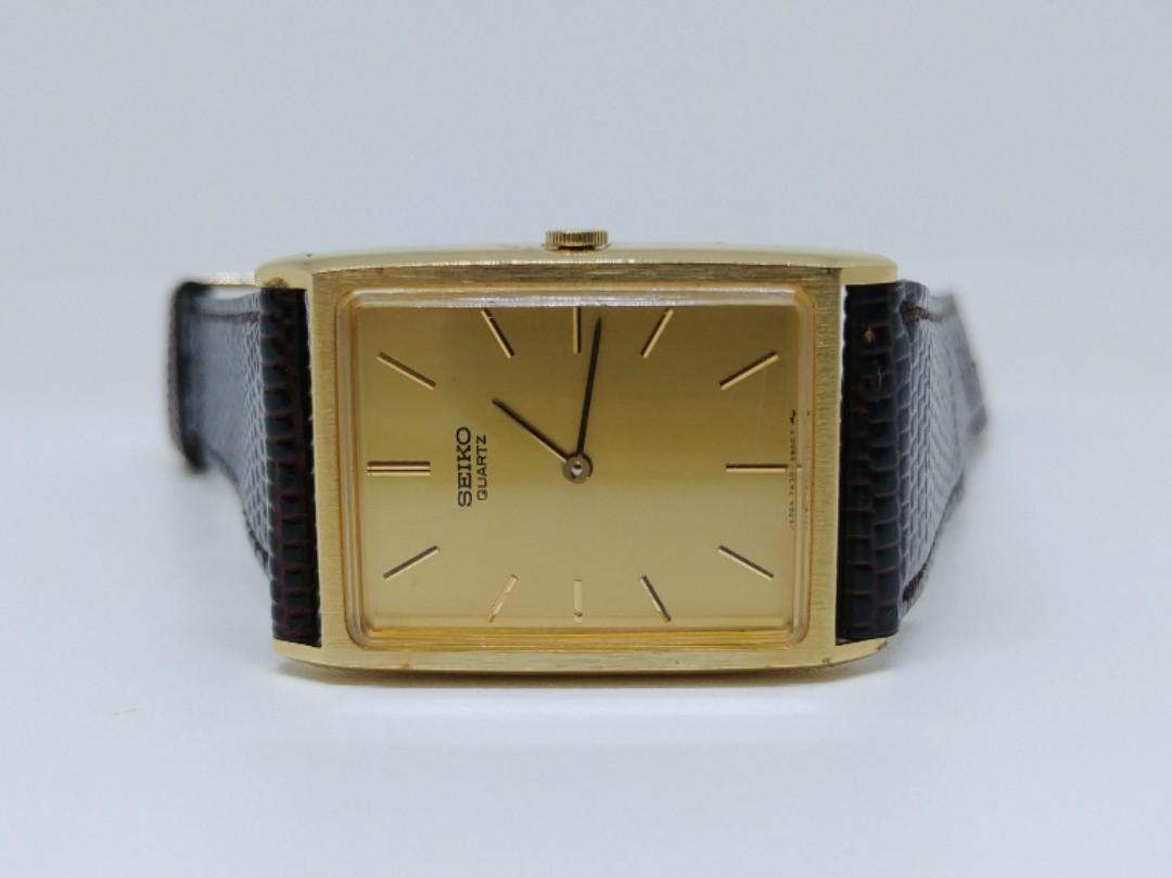 seiko vintage Tank quartz 7430-5560 ( gold plated , 1984 japan ), Luxury,  Watches on Carousell