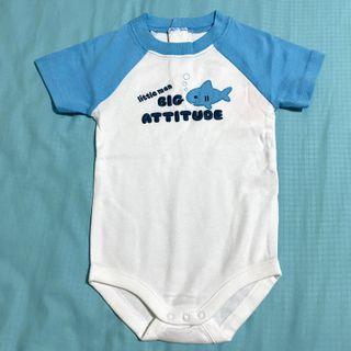 Size 6-12M & 12-18M Gymboree Romper Baby Boy Kid Boy Bodysuit Top Little Man Big Attitude #fish #children #kidswear