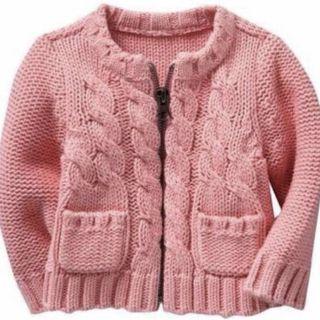 Size 6-12M ON Pink Cable Zip Knit Cardigan - Old Navy Baby Girl Kid Girl Outerwear Sweater Jacket #children #kidswear