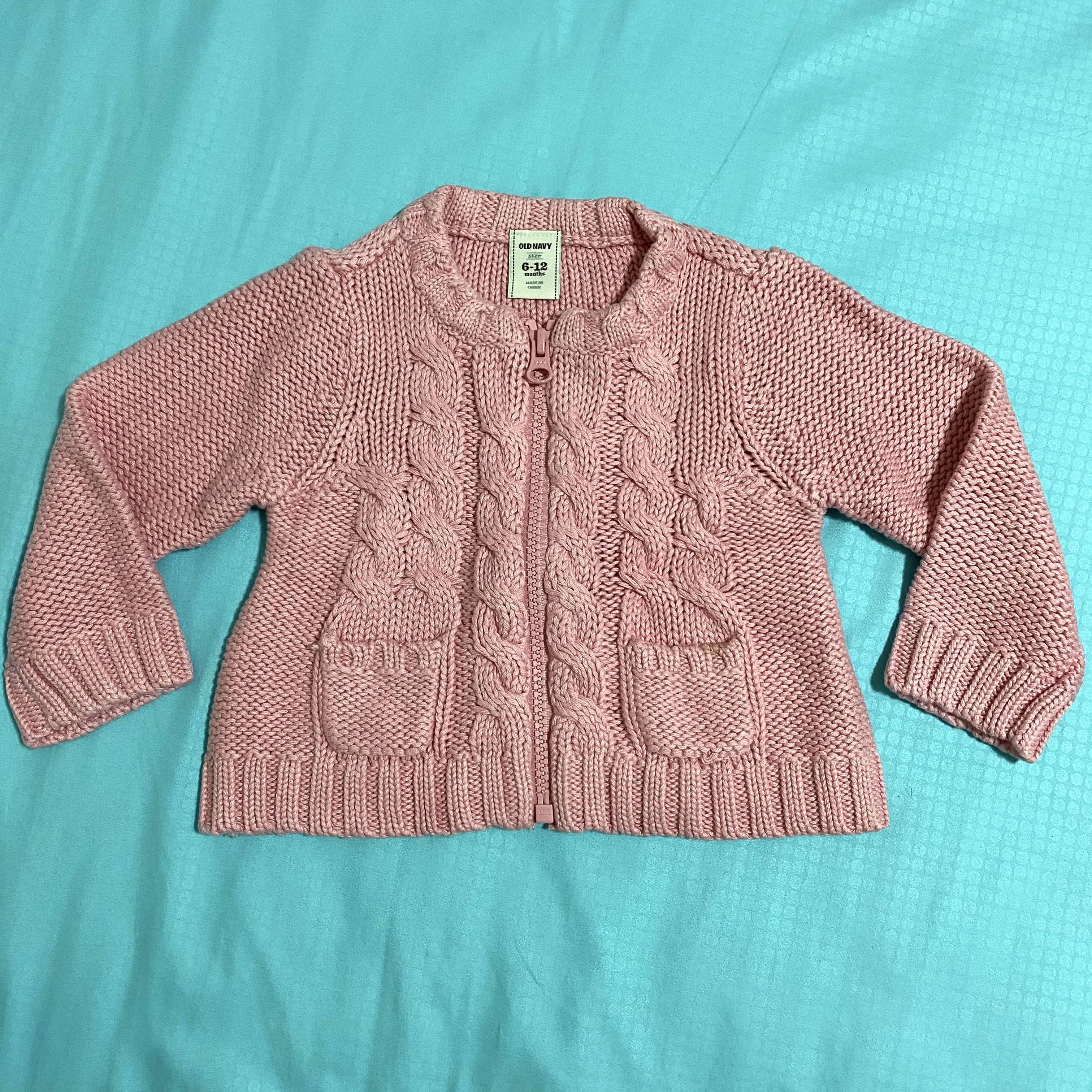 Size 6 12M ON Pink Cable Zip Knit Cardigan Old Navy Baby Girl